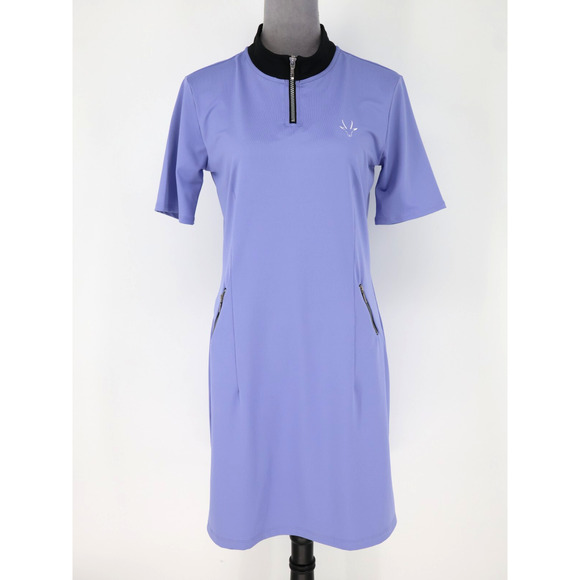 Roaming Dhabi Golf Dress Womens Medium Lavender Stretch Knit Quarter Zip Pockets - Picture 16 of 16